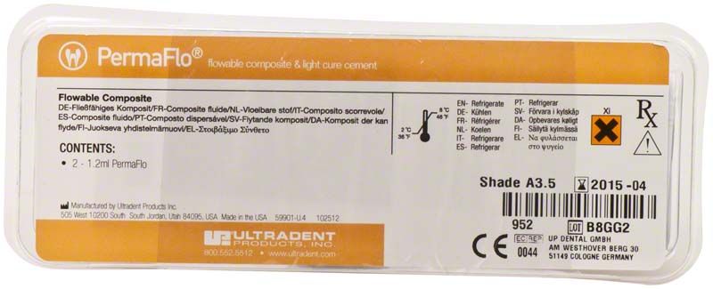 PermaFlo Spritzen A3,5 in Verpackung mit Produktinformationen und Logo.