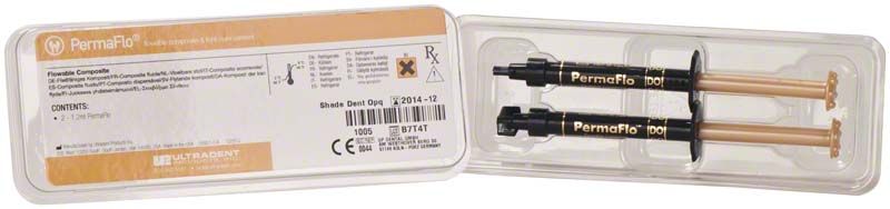 Spritzen mit PermaFlo Dentin Opaquer in geöffneter Verpackung.
