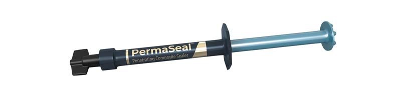 PermaSeal™ Spritze mit blauer Transparenzkappe für dentale Versiegelung.