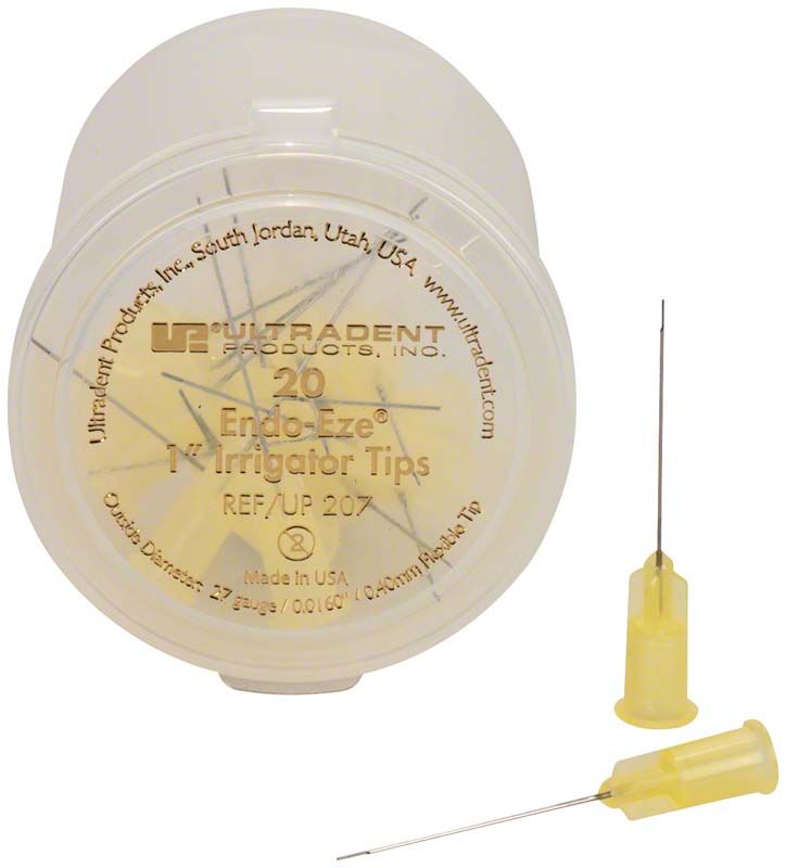 Endo-Eze Irrigator Tips 27G in runder Verpackung mit zwei Kanülen.