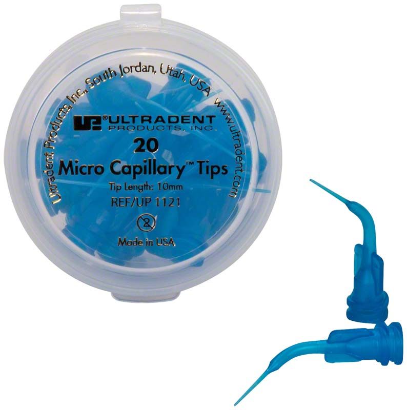 20 blaue Micro Capillary Tips in runder Kunststoffverpackung