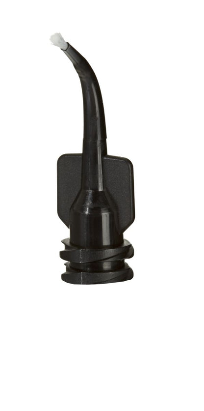 Schwarzer Mini Brush Tip mit gebogener Bürstenspitze für präzise Anwendung.