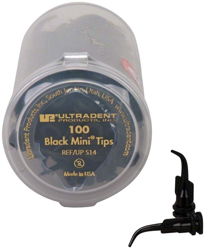 Schwarze Kunststoff-Applikatorspitzen im 100er Pack von Ultradent Products.