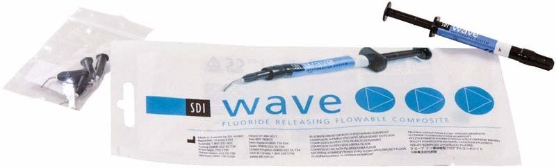 Wave Spritze mit Fluorid freisetzendem Komposit auf Verpackung und separat.
