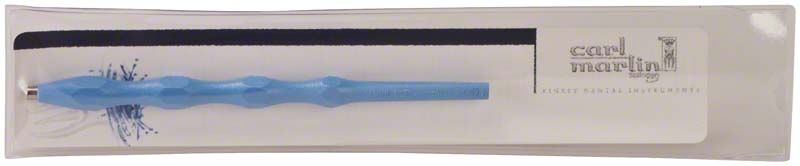 Blauer Mundspiegelgriff aus Kunststoff in Verpackung.