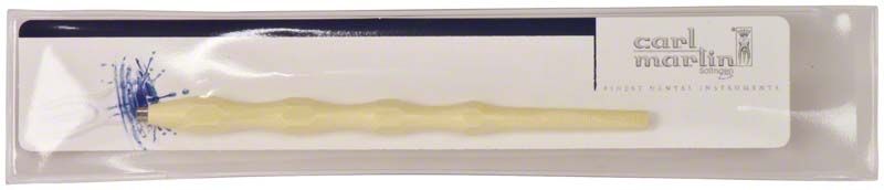 Mundspiegelgriff Colori gelb in Verpackung mit Markenlogo.