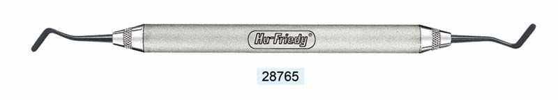 Zahnärztliches Komposit-Instrument aus Satin-Stahl, Figur 4/5, doppelseitig.