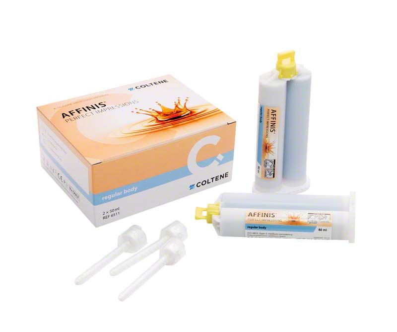 AFFINIS® System 50 regular body Nachfüllpackung mit zwei 50ml Kartuschen und Mischspitzen.
