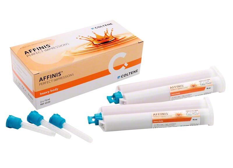 AFFINIS® System 75 heavy body Refill, zwei 75ml Kartuschen mit Mischkanülen.