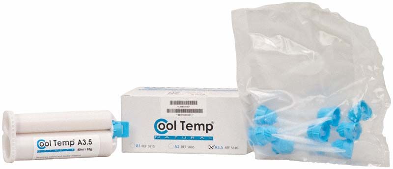 Cool Temp® Natural A3,5 Kartusche 50ml mit blauer Verschlusskappe und Verpackung.
