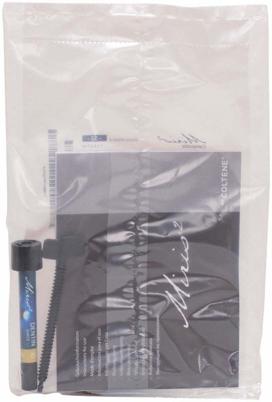 Miris 2 Spritze Dentinmasse Shade 2 (S2) in transparenter Verpackung.