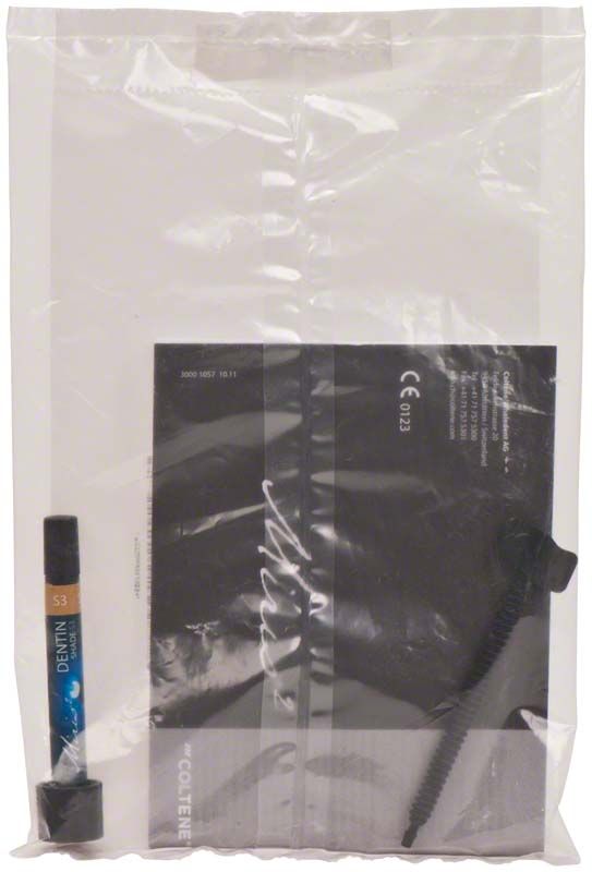 Transparente Verpackung mit Miris 2 Dentinmasse Spritze Shade 3 (S3).
