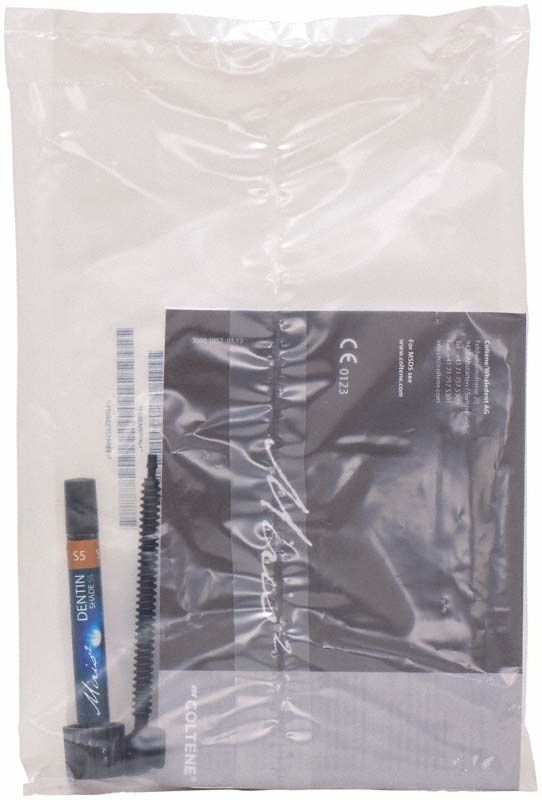 Miris 2 Spritze Dentinmasse Shade 5 in transparenter Verpackung.