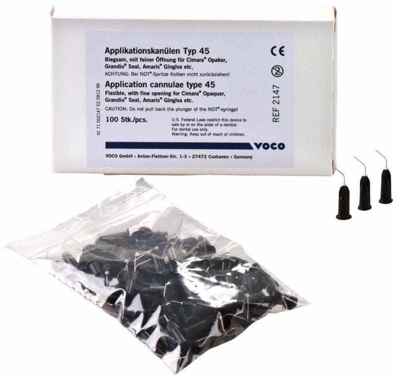Applikationskanülen Typ 45 in Originalverpackung mit 100 Kanülen.