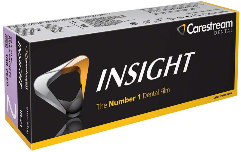 INSIGHT Bite Wing Film Verpackung mit Carestream Dental Logo.