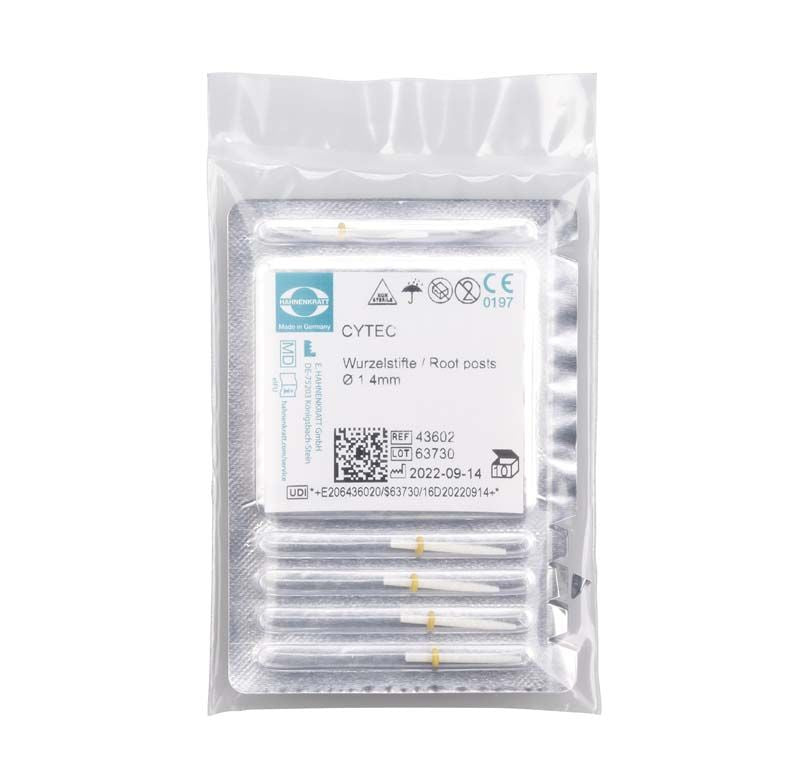 Cytec blanco Wurzelstifte Ø 1,4mm in Blisterverpackung.