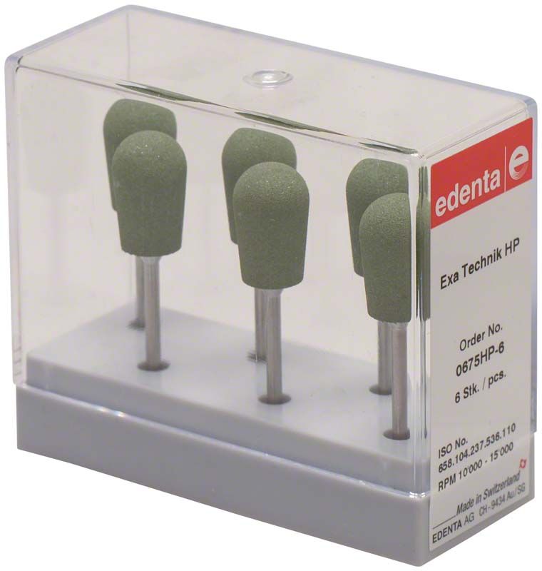 Grüne Exa Technik Polierkappen im 6er Set in transparenter Verpackung.