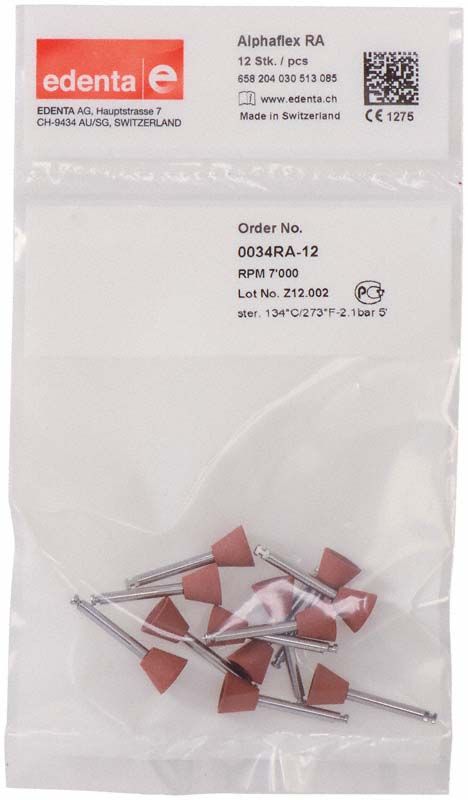 Alphaflex Polierer braun Kelch klein RA in Verpackung von Edenta.