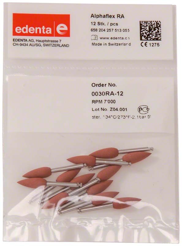 Alphaflex Polierer braun Knospe RA von Edenta in Verpackung.