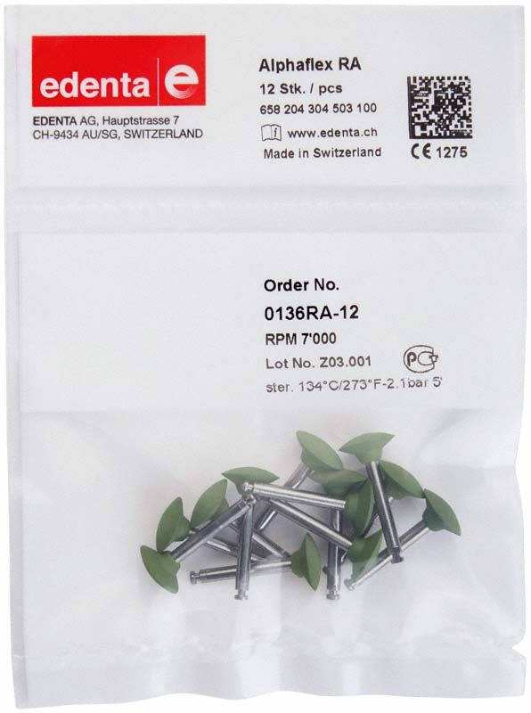 Alphaflex Polierer grün Scheiben in transparenter Verpackung.