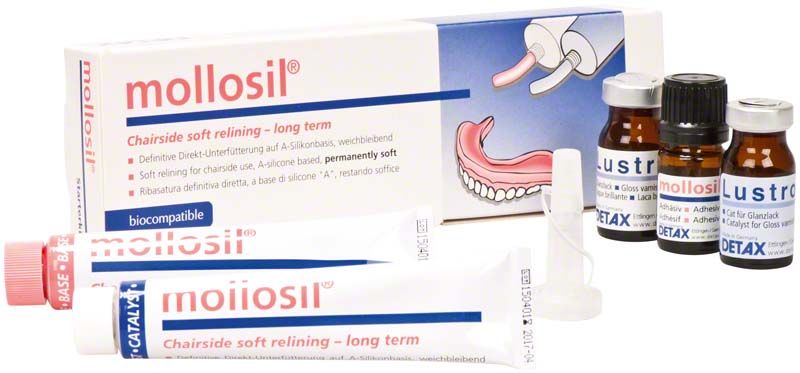 mollosil® Starterkit mit A-Silikonbasis, Prothesenunterfütterung und Zubehör.