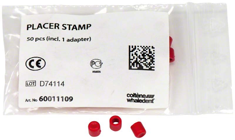 Verpackung mit Componeer Placer Stempel und roten Stempeln.