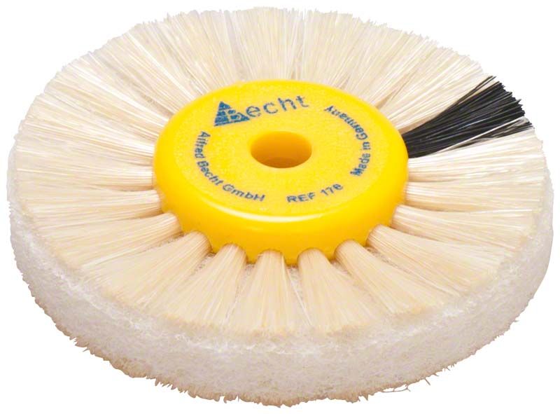 Einlage Rundbürste Vlies 25/55mm mit gelber Mitte und Borsten.