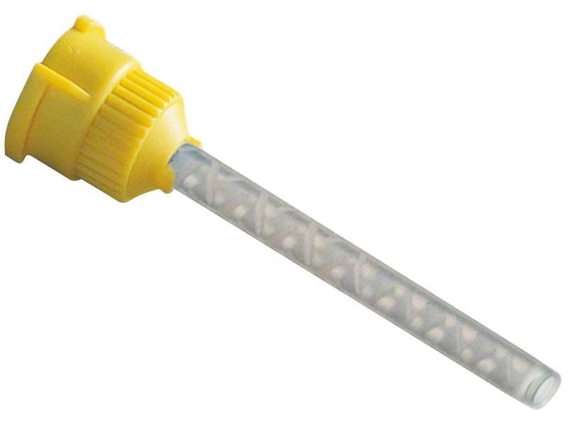 Gelbe Mischkanüle Automix 2 für Dentalanwendungen.