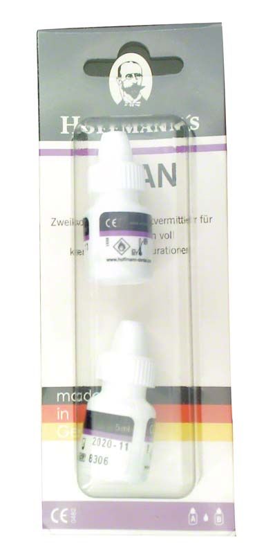 Zwei Fläschchen Hoffmann's Silan Haftvermittler in Blisterverpackung.