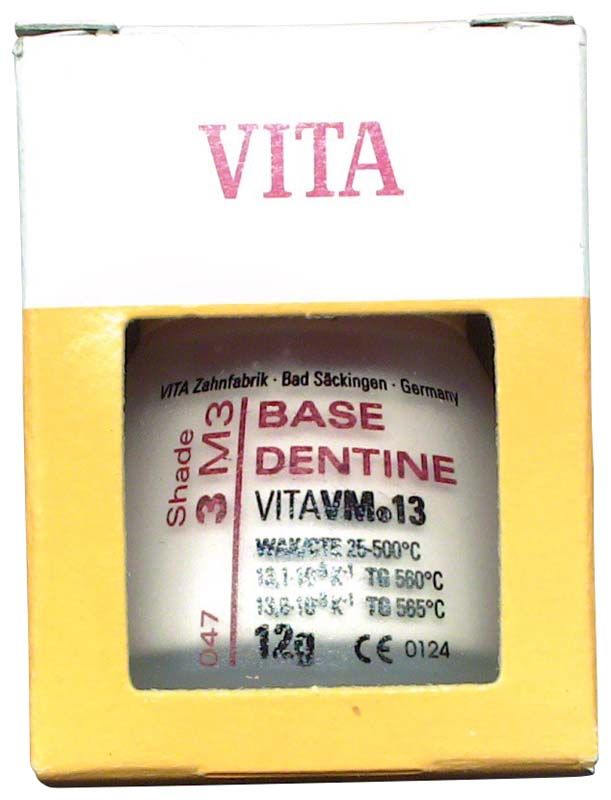 VITA VM13 Base Dentin 12g Verpackung mit Produktdetails.