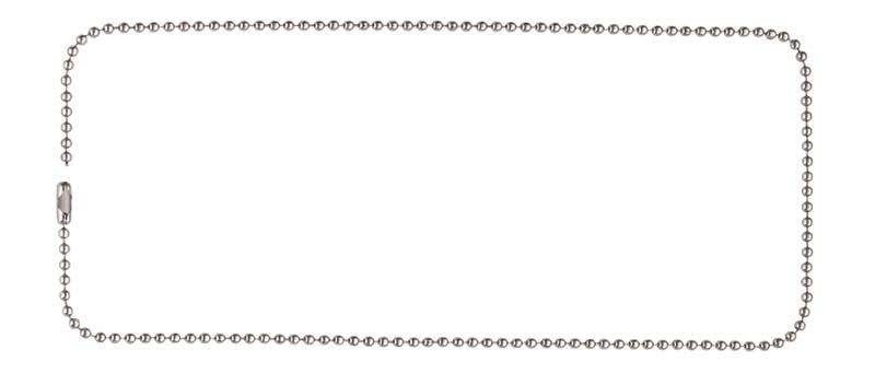 Kette mit Klemmverschluss für Silikon-Mundkeile auf weißem Hintergrund.