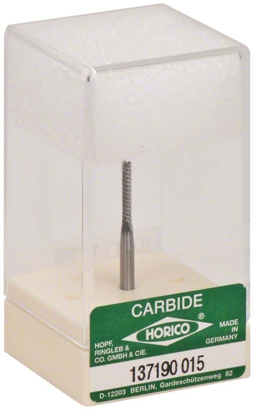 Hartmetallfräser Kreuzverzahnung 137 190 015 in transparenter Verpackung.