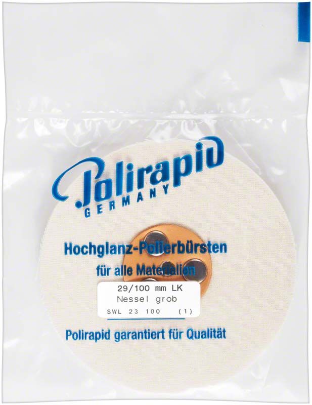 Hochglanz-Polierbürste Nesselschwabbel Stück SWL 23 100 in Kunststoffverpackung.