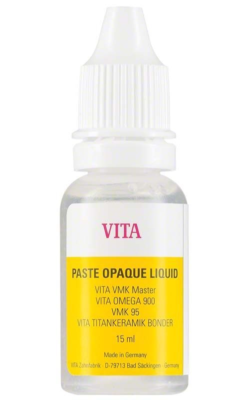 Vita Paste Opaque Liquid Flasche mit gelbem Etikett, 15 ml, für Dentaltechnik.