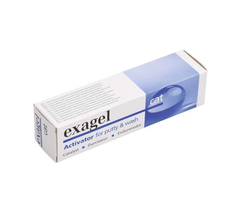 Exagel cat Activatorpaste in blauer und weißer Verpackung mit Produktinformationen.