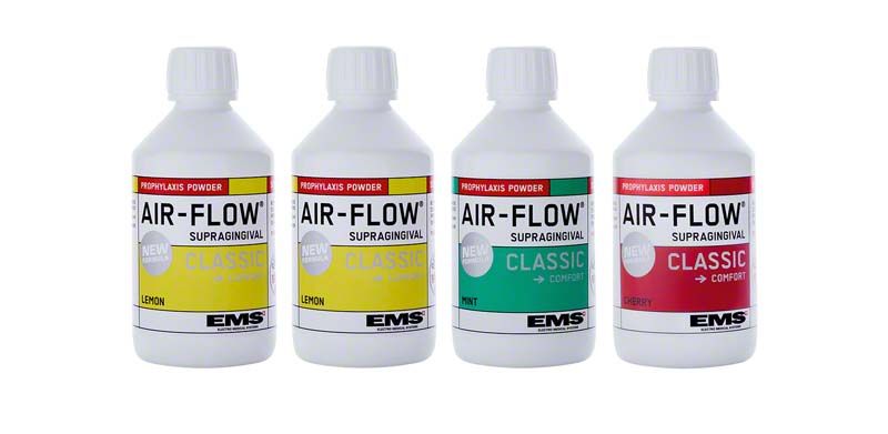 AIRFLOW® Pulver CLASSIC New Formula in vier Geschmacksrichtungen, 300g Flaschen.