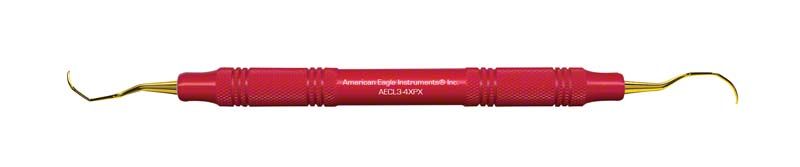 Rote American Eagle XP Universalkürette Langer 3-4 mit goldfarbenen Spitzen.