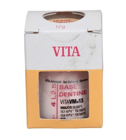 VITA VM13 Base Dentin 4L2.5, 12g Dose in geöffneter Verpackung.