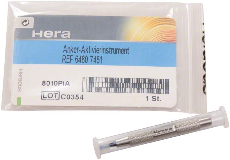 Anker-Aktivierinstrument mit Verpackung und Sicht auf das Instrument.