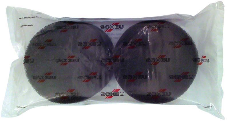 Schaumstoffscheiben Ø 103mm in transparenter Verpackung mit rotem Markenlogo.