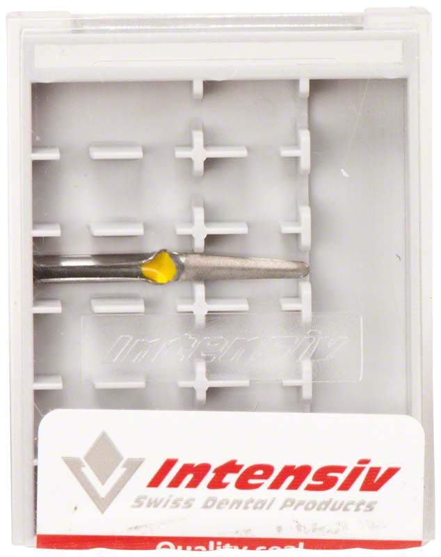 Einseitig diamantierte Bevelshape Feile in Verpackung für Zahnmedizin.