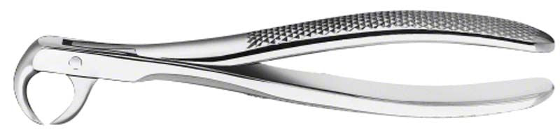 Zahnzange aus rostfreiem Stahl mit ergonomischem Karogriff für Molaren.