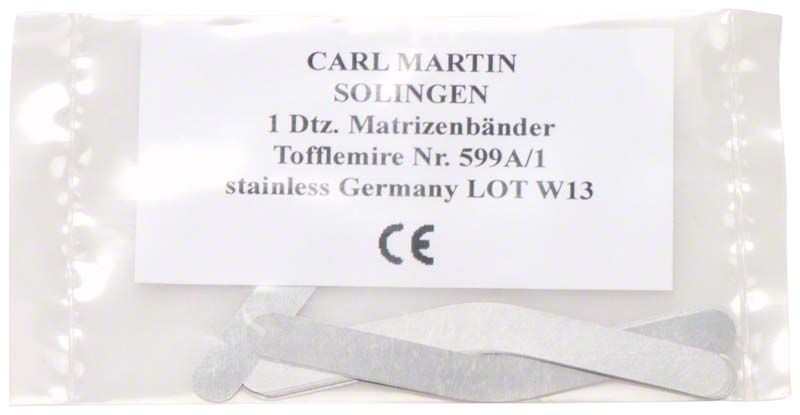 Matrizenbänder TOFFLEMIRE Figur 1 in transparenter Verpackung von Carl Martin.