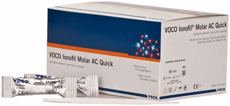 VOCO Ionofil Molar AC Quick Kapseln in Originalverpackung mit Produktinformationen.