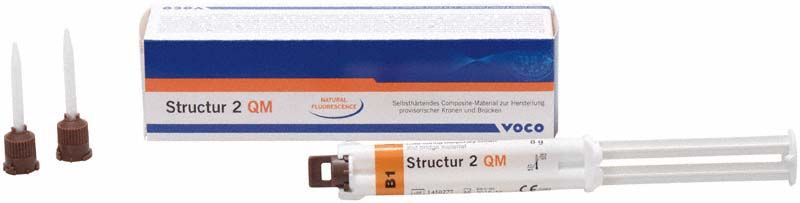 Spritze Structur 2 QM B1 mit Verpackung und zwei Mischkanülen.