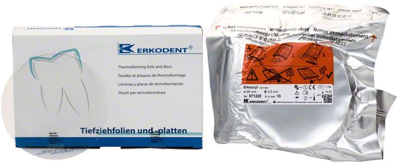 Verpackung von Erkocryl klar mit Tiefziehfolien und Platten.