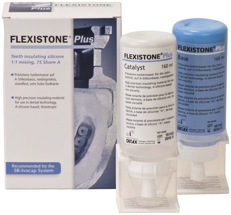 Flexistone Plus Standardpackung mit Katalysator und Basisflasche, 160 ml, zahnmedizinischer Modellierkunststoff.