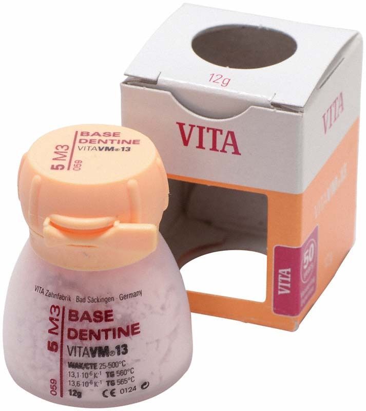VITA VM13 Base Dentin 5M3, 12g Behälter und Verpackung.