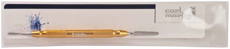 Doppelendiges goldfarbenes Modellierinstrument von Carl Martin in Verpackung.