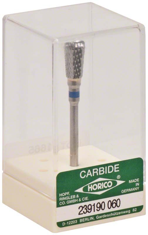 Hartmetallfräser Kreuzverzahnung von Horico in transparenter Verpackung.